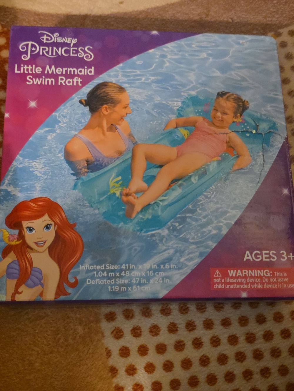 Disney Princess Ariel Aqua Inflatable Swim Raft